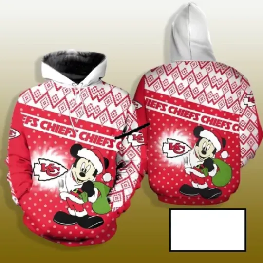 Kansas City Chiefs Mickey Mouse White Red 3D Hoodies, Mickey Hoodies