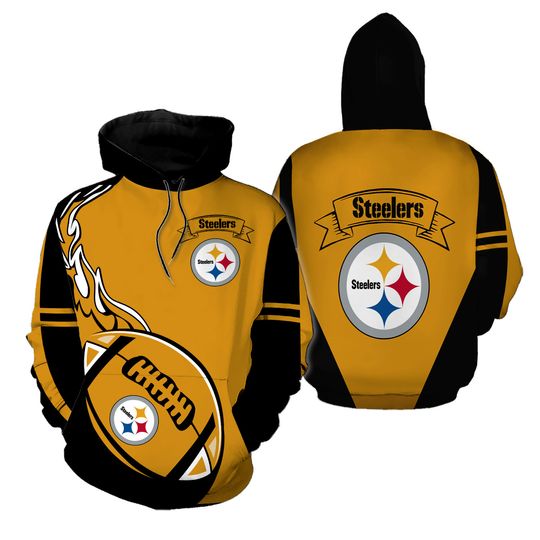 Pittsburgh Steeler Men's Pullover Sweatshirt Workout Gym Hooded Activewear Coat
