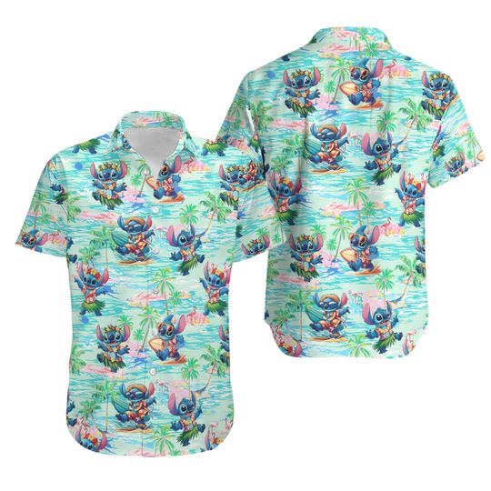Discover Stitch Surf Beach Hawaiian Shirt, Cute Stitch Summer Hawaiian Shirt