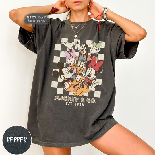 Discover Retro Mickey & Co 1928 T-Shirt, Mickey And Friends Family T-Shirt