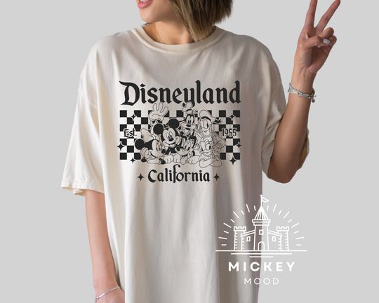 Discover Disneyland California T-Shirt, Mickey and Friends Checkered T-Shirt