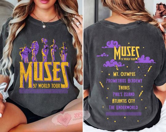 Double Sided Hercules Muses 97 World Tour T-shirt, Retro Front And Back T-shirt, Hercules Muses T-shirt