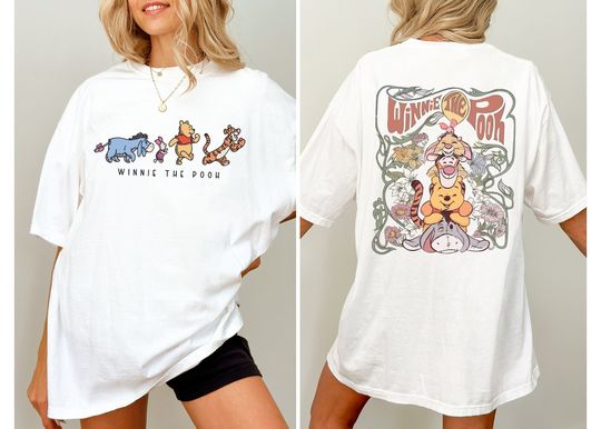 Double Side Winnie The Pooh T-Shirt, Pooh And Friends T-Shirt,