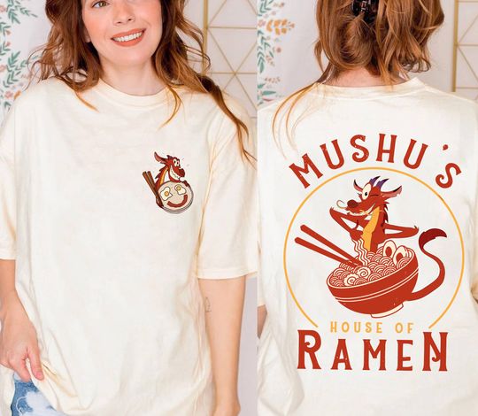 Two sided Disney Mushu's House Of Ramen T-Shirt, Retro Mulan Mushu Dragon T-Shirt