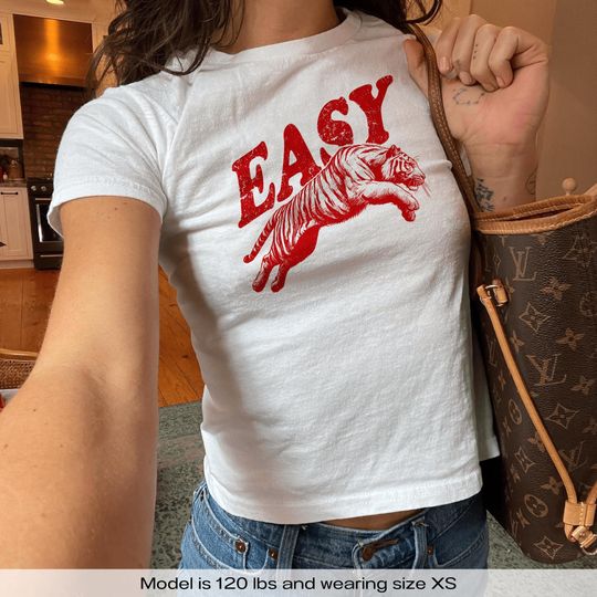 Easy Tiger Y2k Baby Tee Y2k Shirt Trendy Baby Tee 90s Coquette Baby Tee Aesthetic Baby Tee Shirt Tiger Fan Clemson Auburn Louisiana Gift Her