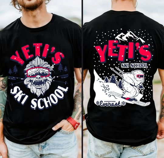 Two Sided Expedition Everest Yeti Ski School T-Shirt, Retro Disney Animal Kingdom T-Shirt
