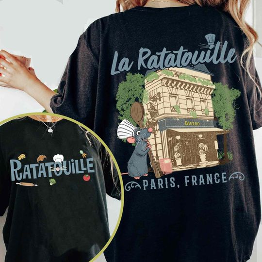 Two Sided Remy Mouse Chef Anyone Can Cook T-Shirt, Disney Ratatouille Paris France T-Shirt