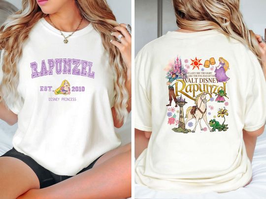 Retro Rapunzel Tangled Two sided T-Shirt, Floral Rapunzel T-Shirt