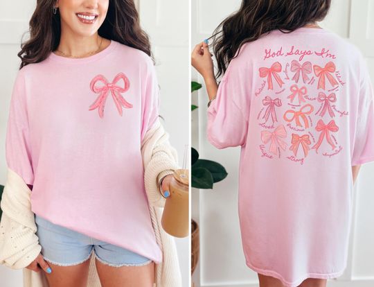 Aesthetic Two Side God Says I Am Coquette Bow T-Shirt, Balletcore Christian T-Shirt