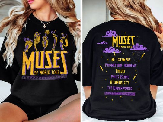 2-Sided Retro Disney Hercules Muses T-Shirt, The Muses 97 World Tour T-Shirt
