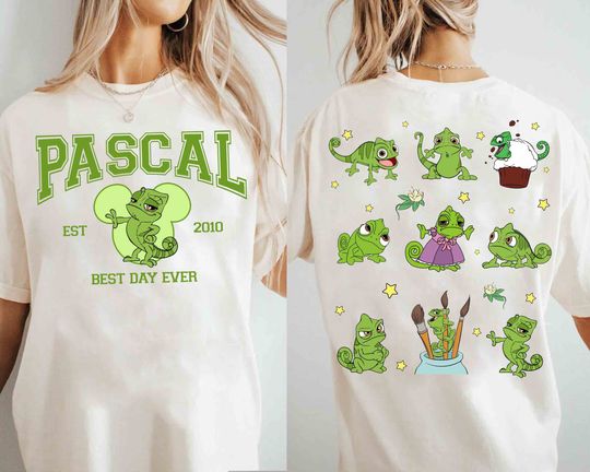 Two-Sided Disney Tangled Emotions Of Pascal T-shirt, Disney Princess Rapunzel T-Shirt