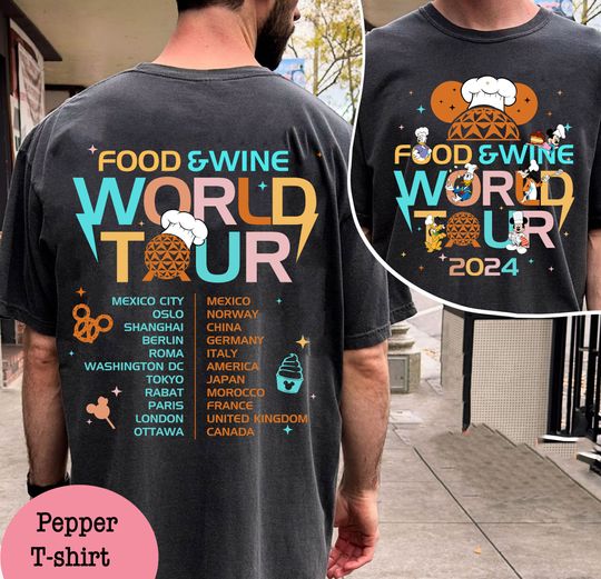 Two Sided Mickey Chef And Friends Food & Wine World Tour T-Shirt, Disney Epcot World Tour T-Shirt