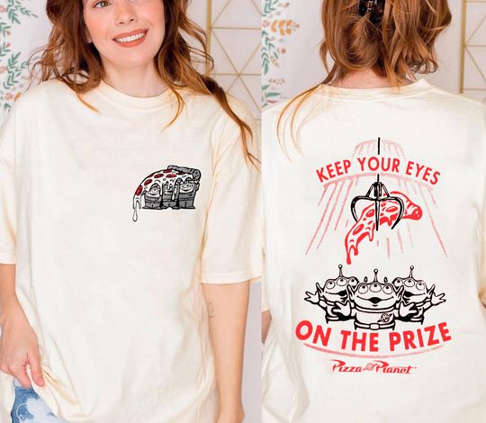 Two sided Vintage Pizza Planet Aliens T-Shirt, Disney Pixar Toy Story T-Shirt