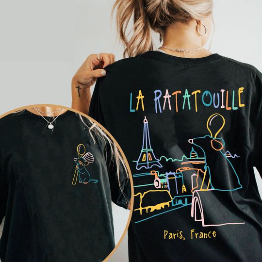 Two Sided Remy Mouse Paris France Anyone Can Cook T-Shirt, Retro Disney Ratatouille T-shirt