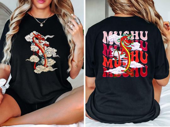 Two Sided Disney Mulan Mushu Dragon T-Shirt, Disney Princess Mulan T-shirt