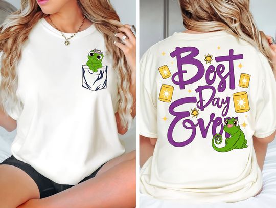 Disney 2-Sided Tangled Rapunzel Princess T-Shirt, Best Day Ever T-Shirt