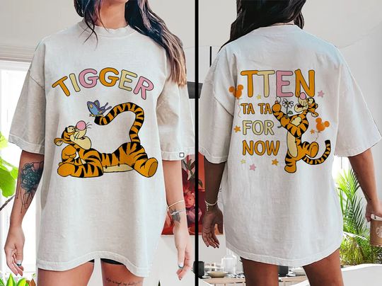 Disney Tigger TTFN Ta Ta For Now Two Sided T-Shirt, Winnie The Pooh T-Shirt