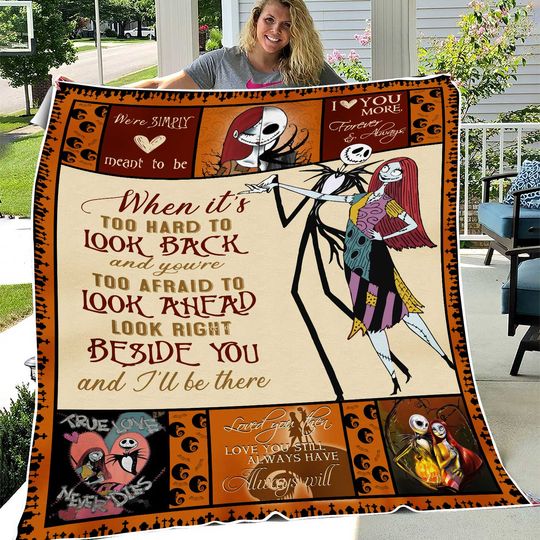 We’re Simply Meant To Be I Love You Forever Jack Loves Sally Disney Fleece Blanket