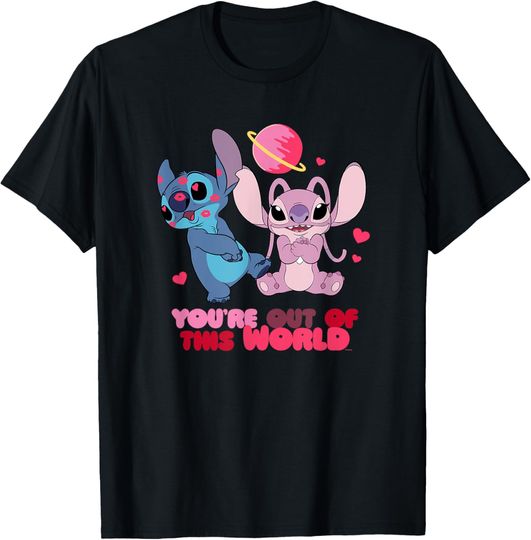 Disney Stitch & Angel You’re Out of This World Valentine’s T-Shirt, Stitch T-Shirt