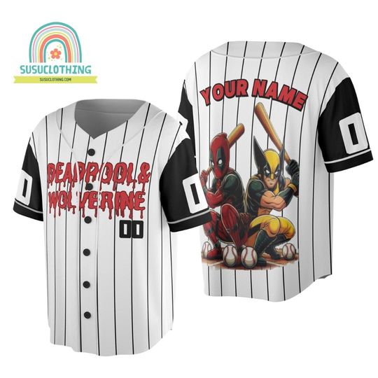 Personalized Deadpool Baseball Jersey, Deadpool & Wolverine Baseball Jersey, Deadpool Baseball,Jersey Shirt,Kids Youth Adult Baseball Jersey