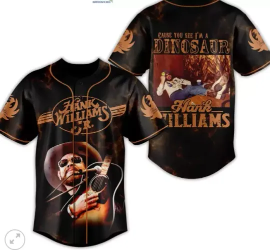 Hank Williams JR Cause You See Im A Dinosaur baseball jersey