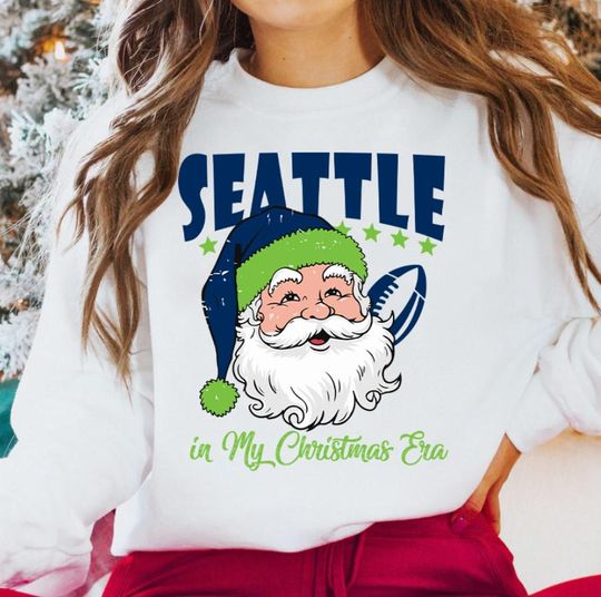Vintage Seattle Football In My Christmas Era Unisex Sweatshirt, Seattle Football Team Sweatshirt