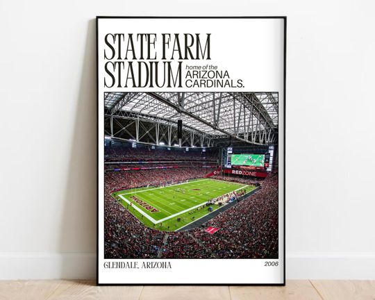State Farm Stadium Print, State Farm Stadium Poster, Arizonna  Print, football Stadium Poster, Gift for Him