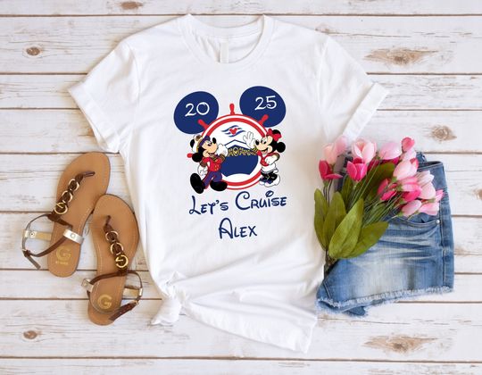 Let's Cruise Disney Trip 2025 Shirts, Minnie Mickey Disney T-Shirt, Custom Disney Family 2025 Tees, Disney Vacation 2025 Shirts, Disney Tee