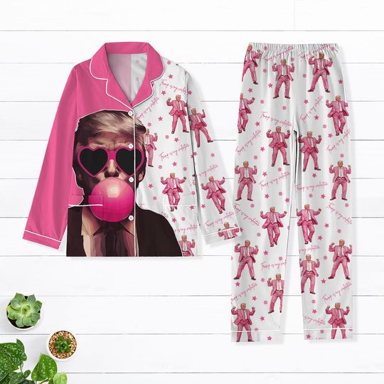 Trump Dancing Pajamas Set, Trump Is My Valentine Pajamas, Trump 45 47 Pajamas, Election 2024 Pajamas, Trump Family Sleepwear