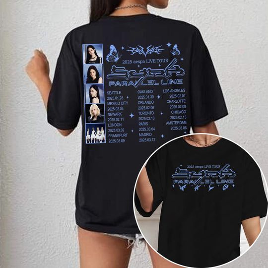 Aespa Synk: Parallel Line World Tour 2025 T-shirt, Aespa Whiplash Album Shirt, Aespa Armageddon Shirt, Ningning, Karina, Giselle, Winter