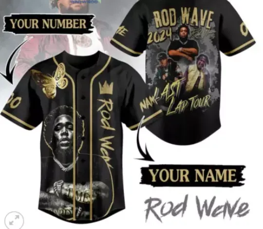 Rod Wave 2024 Last Lap Tour Hard Time baseball jersey