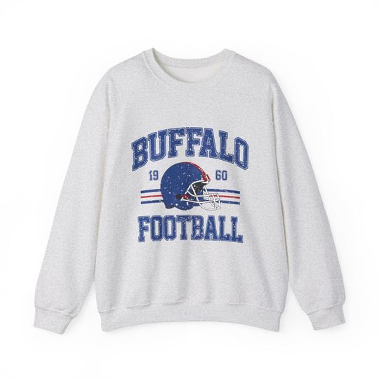 Vintage Style Distressed Buffalo Bills Football Sweatshirt, football Crewneck Jumper, Retro Sports Bills Fan Gift, Buffalo Football