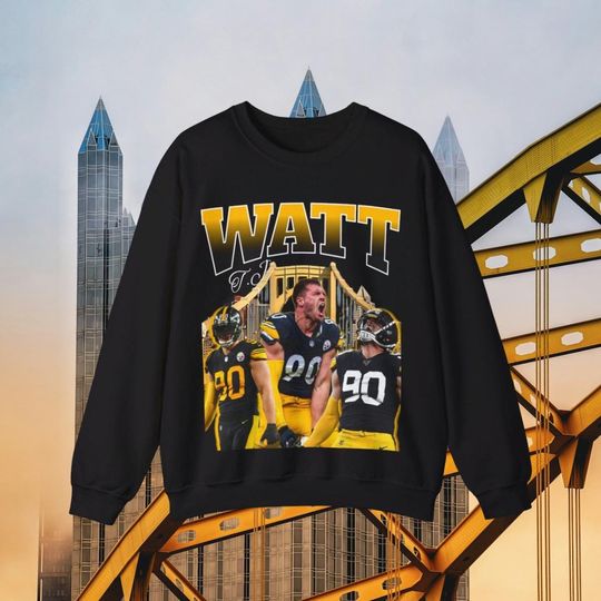 Vintage Pittsburgh Football Sweatshirt, Crewneck, football Shirt, TJ Watt Retro 90s Bootleg, Sports Fan Gift