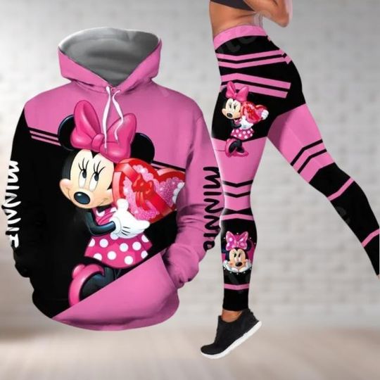 Valentine's Day Minnie Mouse Hoodie And Leggings, Minnie Hoodie, Womens Leggings, Disney Hoodie, Cartoon Shirt, Birthday Gift For Her