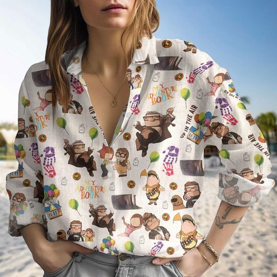 Disney Couple Shirt, Carl And Ellie Valentine Casual Shirt, Her Carl His Ellie Women Blouses, Long Sleeve Shirt, Disney Valentine