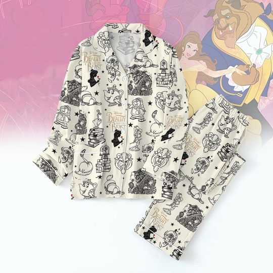 Beauty And The Beast Pajamas, Princess Belle Holiday Pajamas, Disney Couple Matching Pajamas, Princess Disney Shirt, Valentine Gift