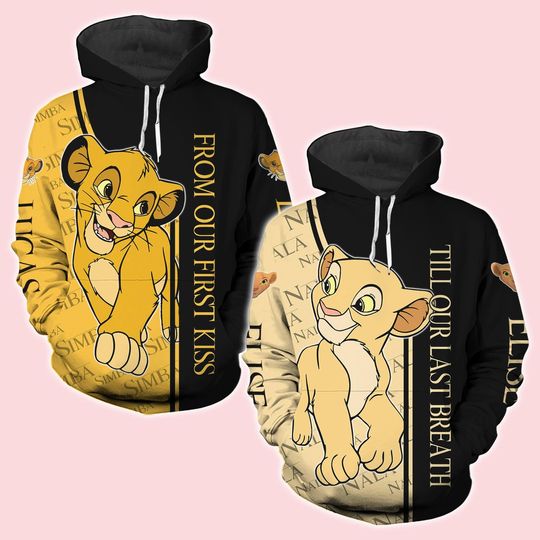 Custom Disney Simba And Nala Couple Hoodie, The Lion King Hoodie, Disney Valentines Hoodie, Couple Gift For Wife Husband, Disneyland Co
