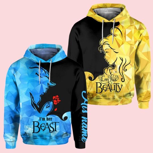 His Beauty Her Beast 3D Hoodie, Beauty And The Beast Couple Outfit, Disney Matching Couple Hoodie, Gift For Couple, Boyfriend, Girlfrie