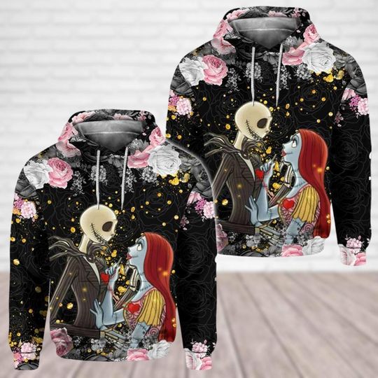 Nightmare Before Christmas Hoodie, Jack And Sally Shirt, Jack Skellington 3D Costume, Cartoon Movie Tee, Valentine Gift