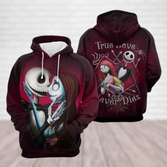 Nightmare Before Christmas Hoodie, Jack And Sally Shirt, Jack Skellington 3D Costume,  Valentines Day Gift