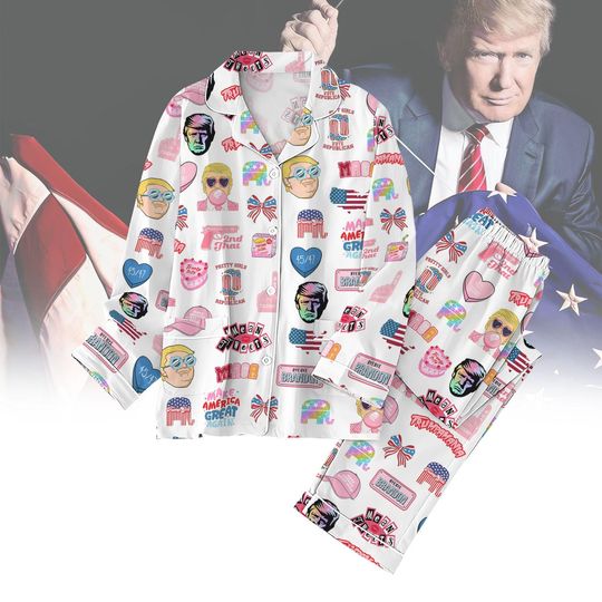 Trump Is My Valentine Pajamas, Trump Dance Shirt Pants Set, We Love Trump Loungewear, Trump Make Great Again Holiday Pajamas