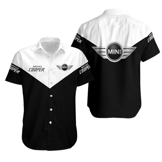 Mini Cooper Racing Casual Shirt, Polyester Comfortable Summer Short Sleeve Shirt, Multi-Size Available, Beach Outfit, Father's Day Gifts