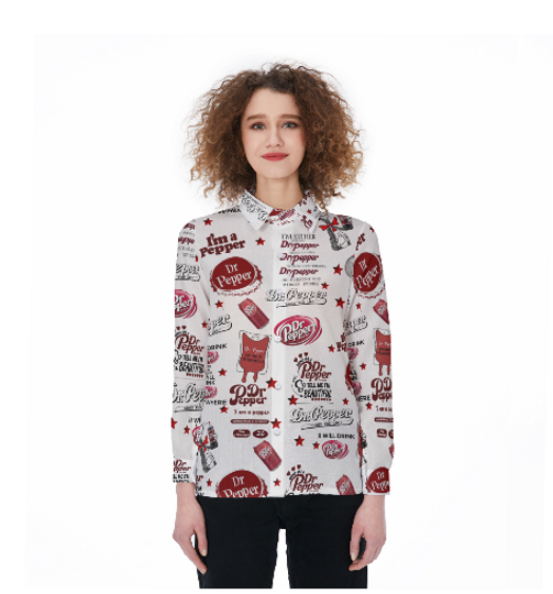 Dr Pepper Shirt, Dr Pepper Linen Shirt, Dr Pepper Button Down Shirt, Women Blouses, Dr Pepper Long Sleeve Shirt, Dr Pepper Lover Gift