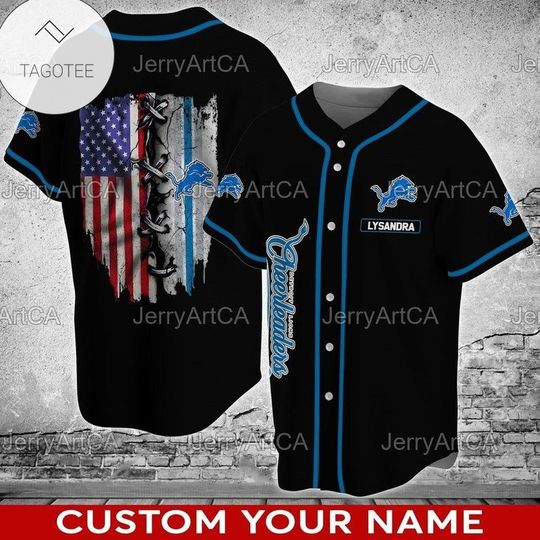 Detroit Lions Baseball Jersey, Custom Name Baseball Jersey