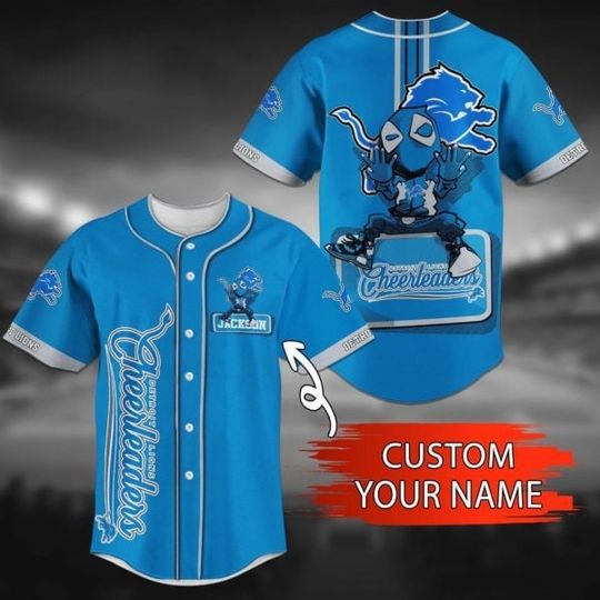 Personalized Detroit Lions Baseball Jersey, Lions Hero Baseball Jersey