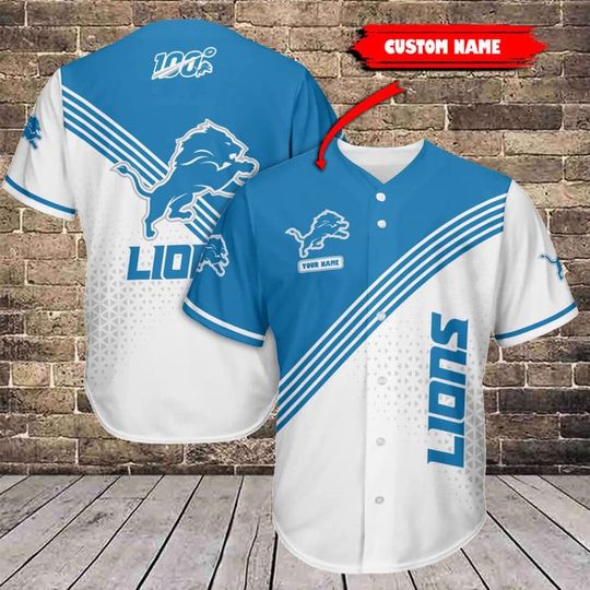 Personalized Detroit Lions Baseball Jersey, Lions Football Jersey