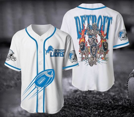 Detroit Lions Baseball Jersey, Retro Detroit Lions Jersey, Game Day