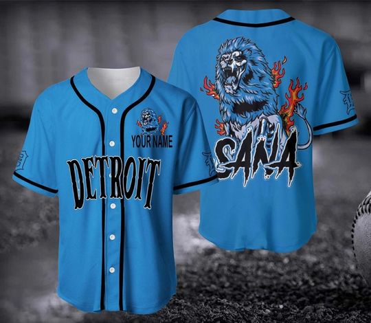 Personalized Detroit Lions Baseball Jersey, Detroit Sana Baseball Jersey