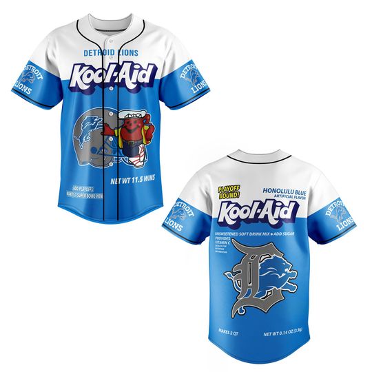 Detroit Lions Baseball Jersey, Detroit Lions Kool Aid Baseball Jersey