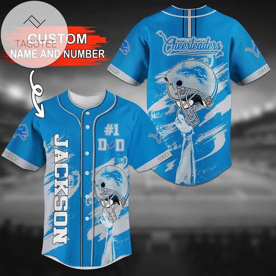 Personalized Detroit Lions Baseball Jersey, Detroit Cheerleaders Jersey, Sunday Football Jersey